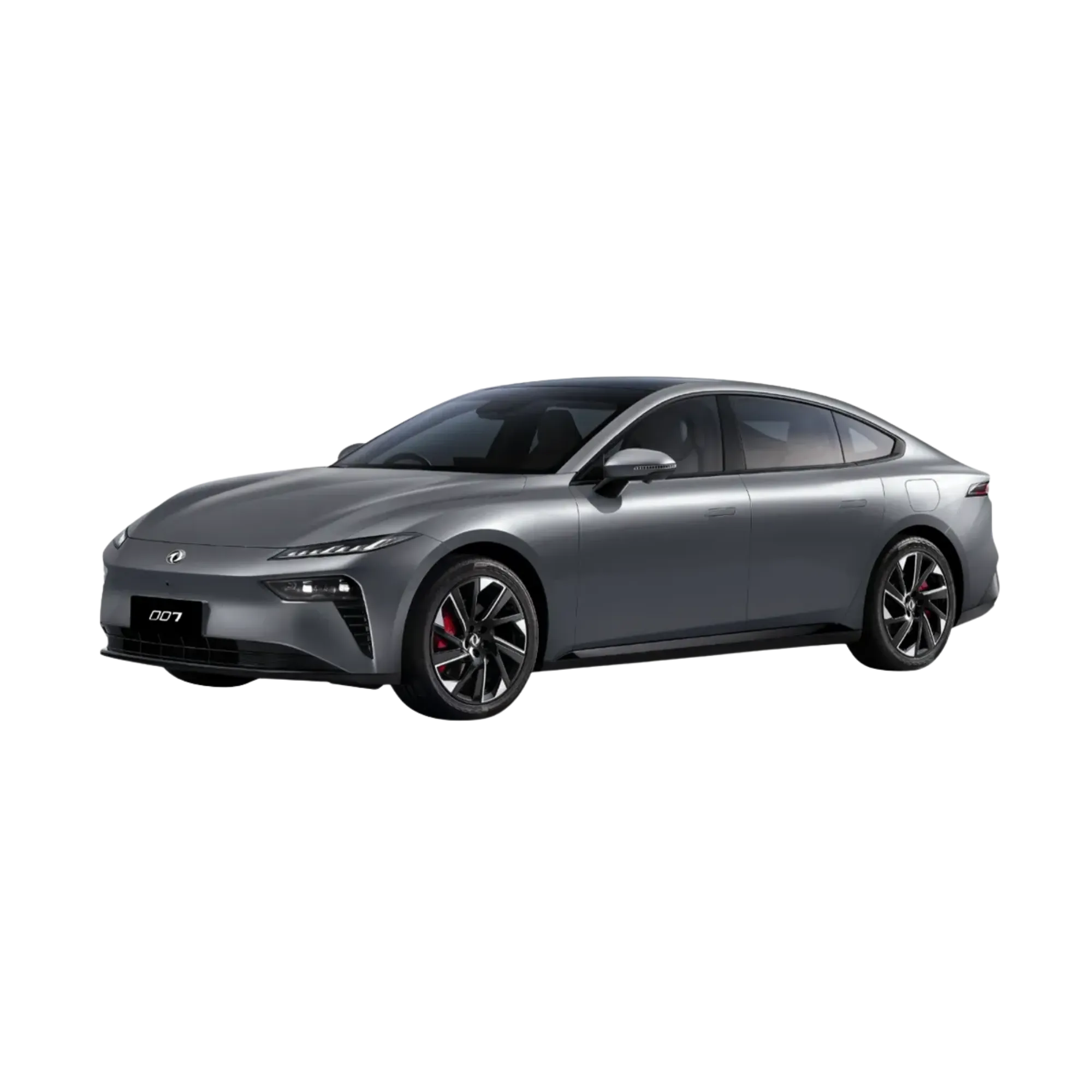Dongfeng 007 electric sedan in grey, front three-quarter view