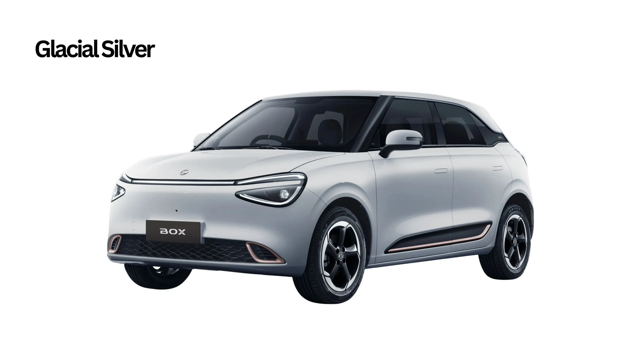 Dongfeng BOX in Glacial Silver paint, studio front three-quarter view