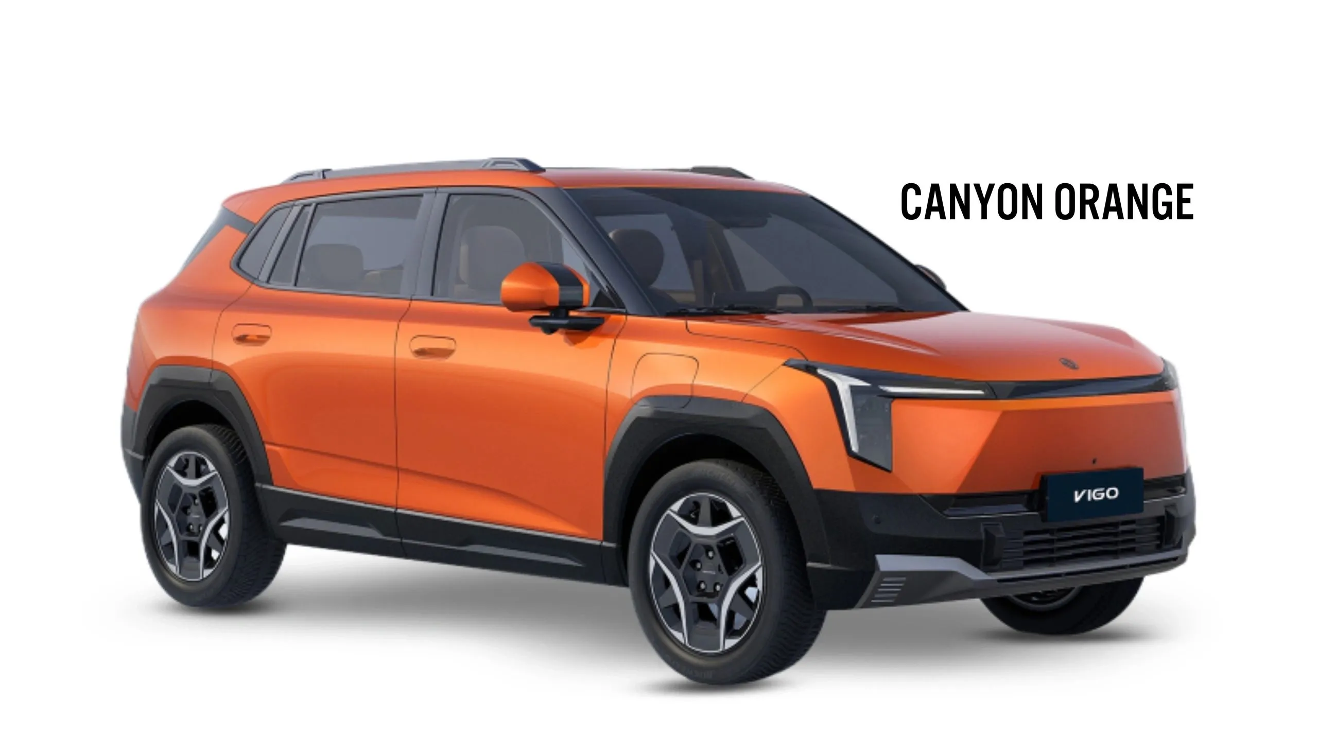 Dongfeng VIGO electric SUV in Canyon Orange, front three-quarter studio view