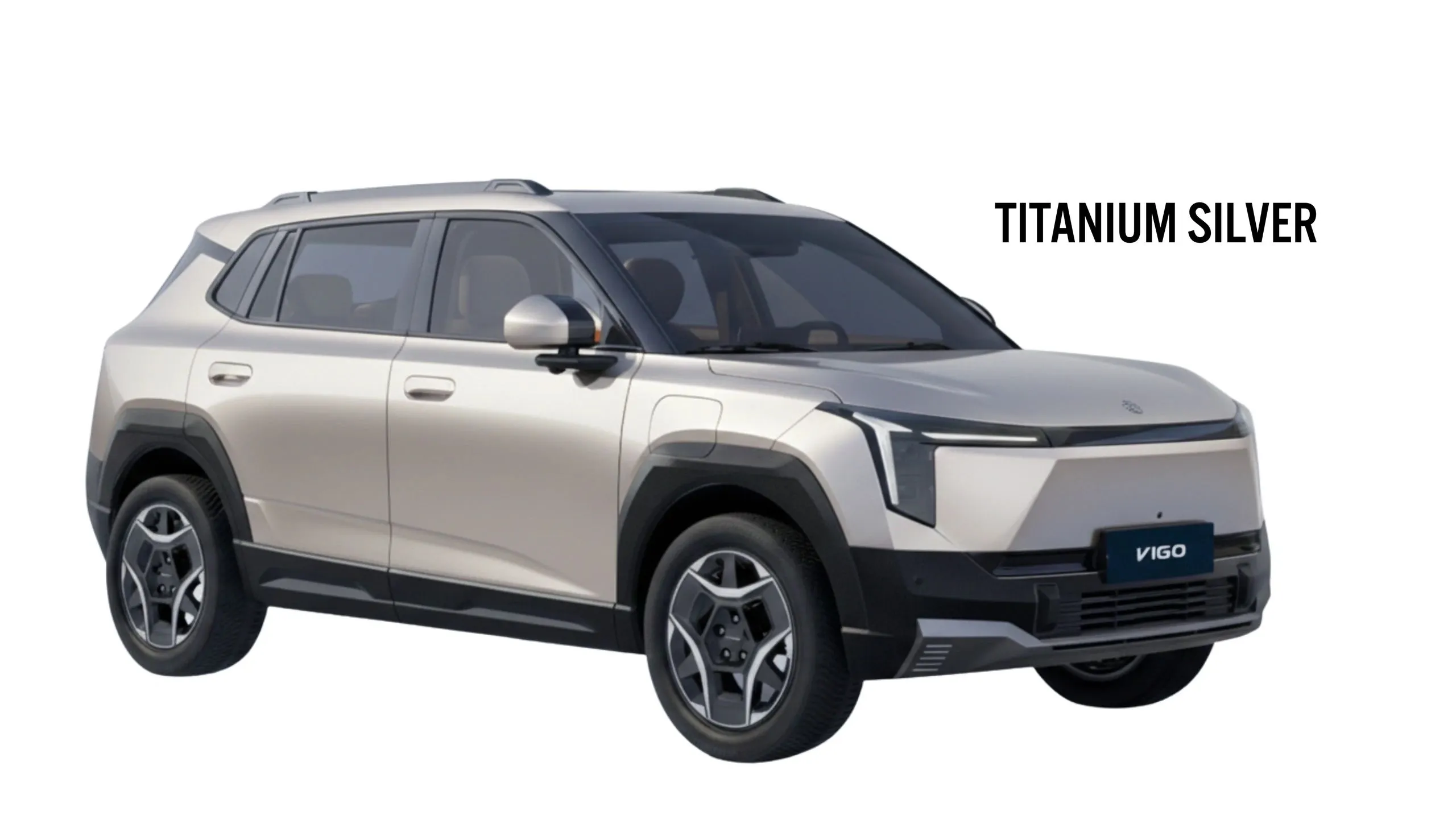 Dongfeng VIGO electric SUV in Titanium Silver, front three-quarter studio view