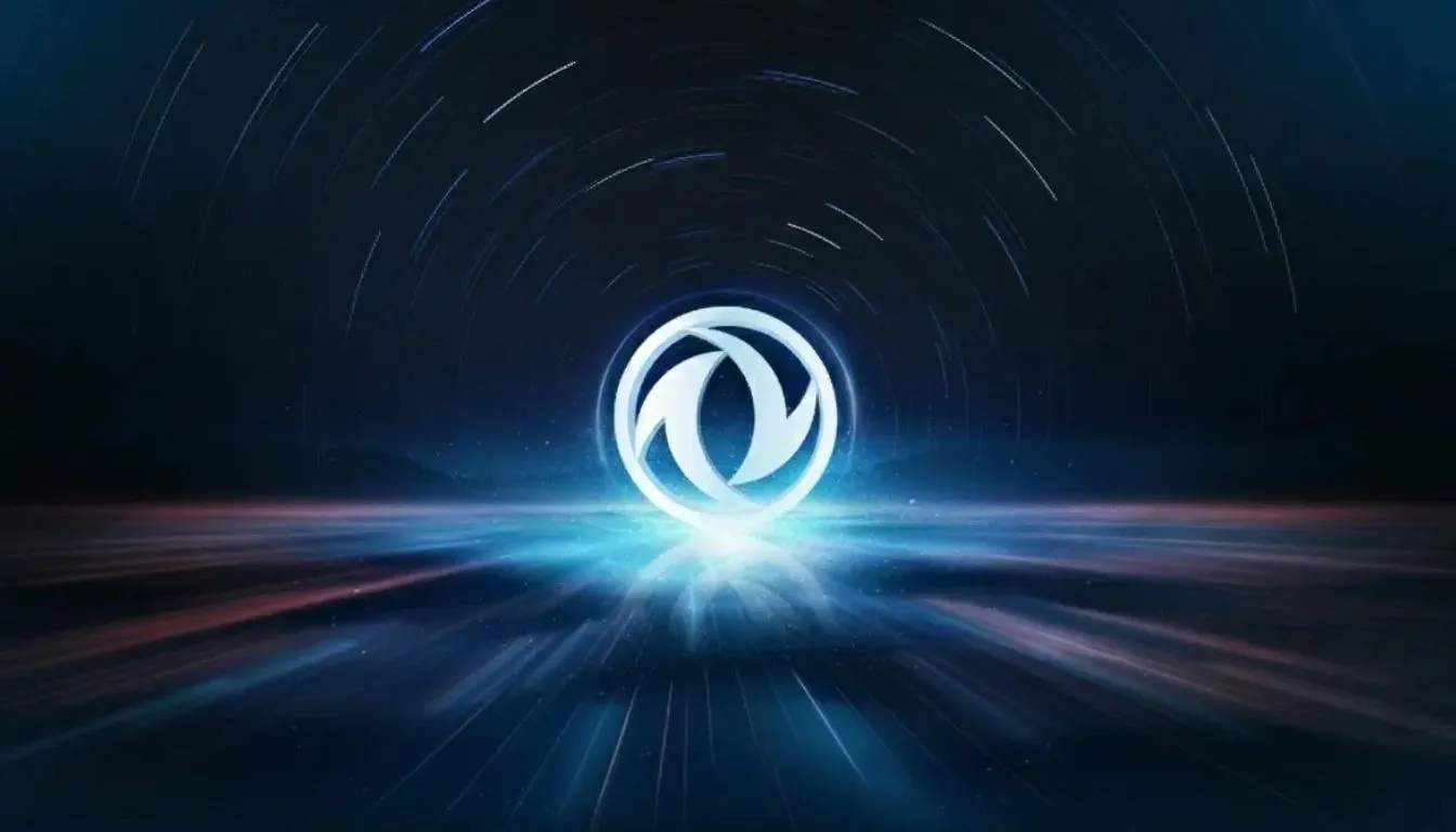 Glowing Dongfeng emblem over a dark futuristic horizon with cyan light trails