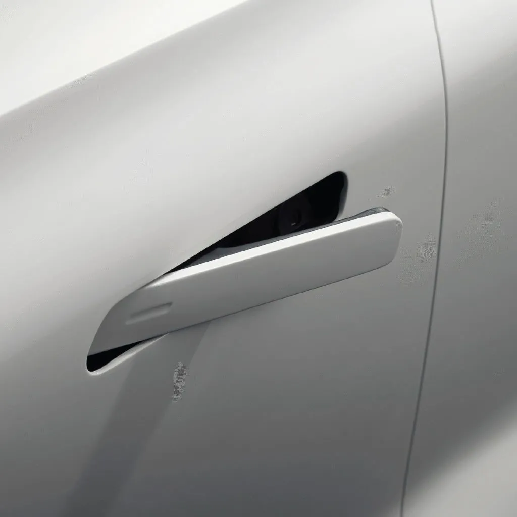 Flush pop-out door handle extended on a white Dongfeng BOX