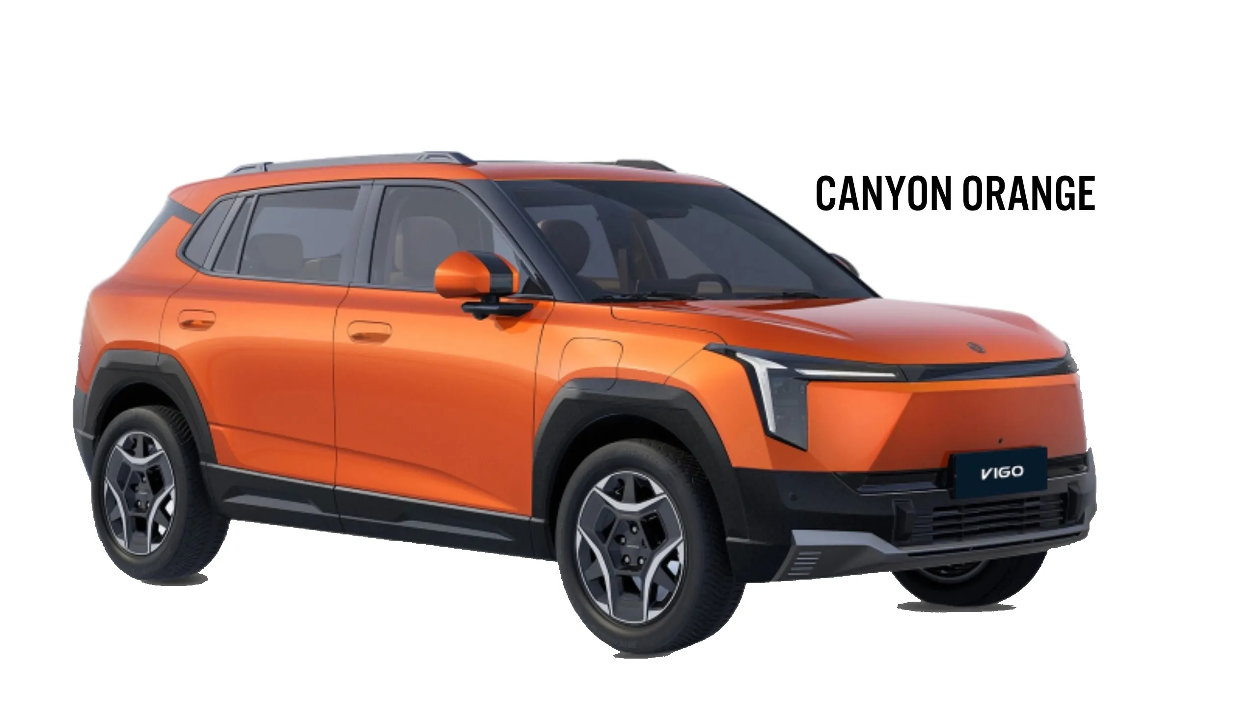Dongfeng VIGO electric SUV in Canyon Orange, front three-quarter studio view